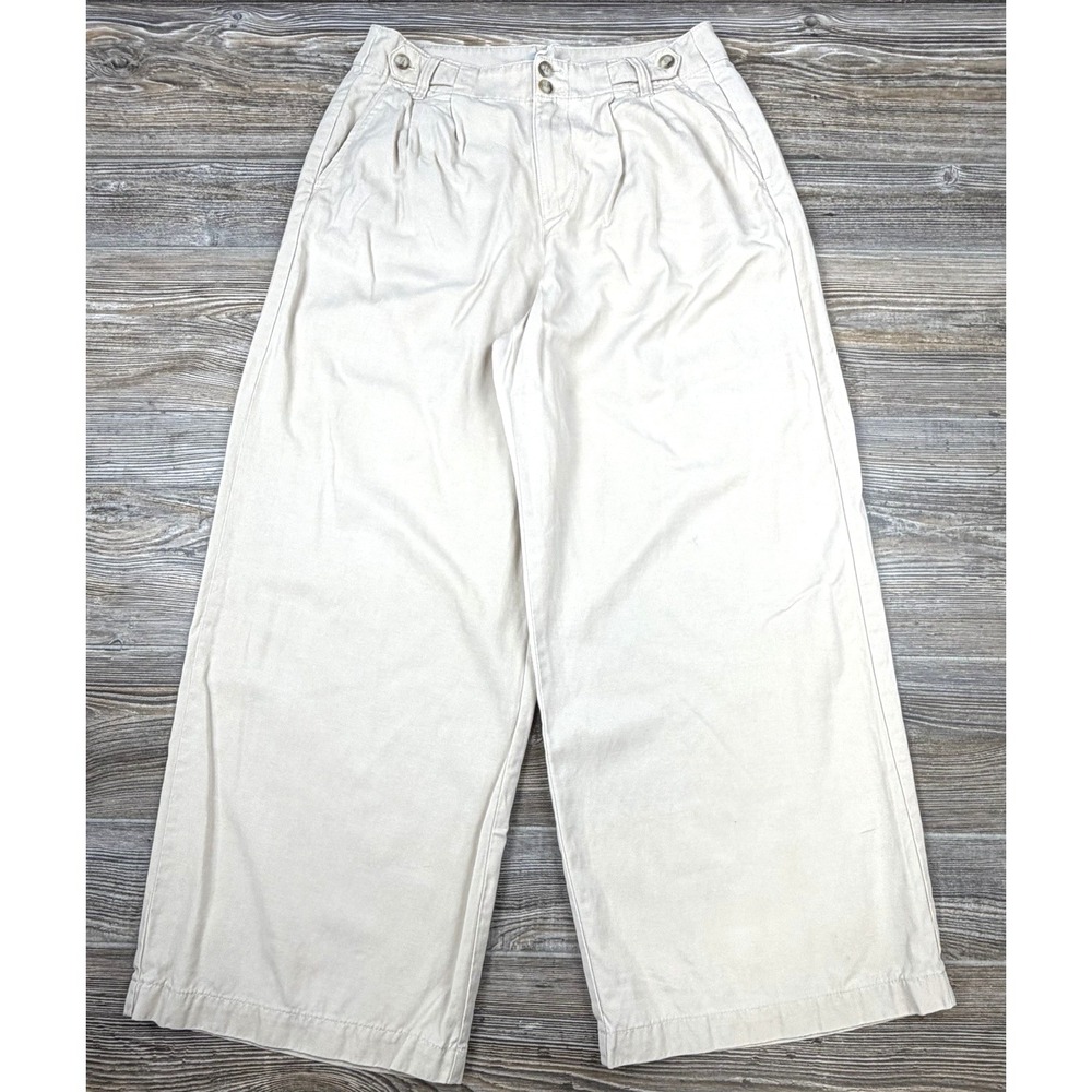 MADEWELL Harlow Wide-Leg Trouser Twill Tan Beige Pleated Front Size 6P Academia